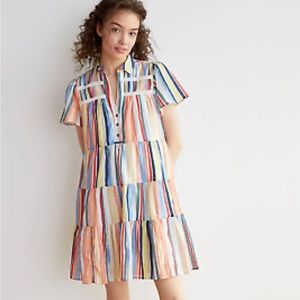Anthropologie Georgina Tiered Shirtdress in Muted Rainbow Hues!